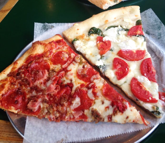 White Slice and Meat Lover Slice | Boardwalk Pizza and Gyros Clearwarer
